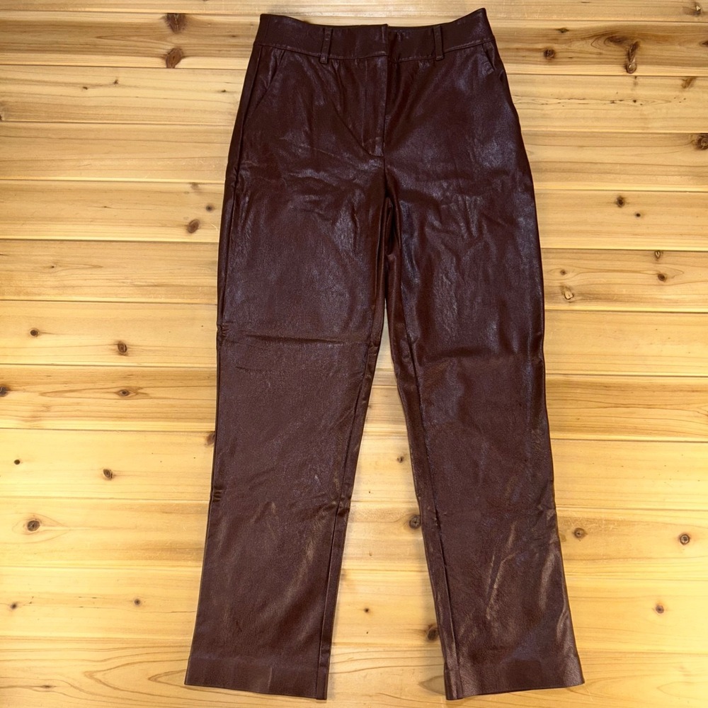 NEW Commando Pants Womens XS Oxblood Red Faux Leather Straight Leg Trousers